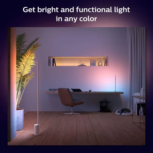 Vista 13 de Philips Hue Lámpara de pie inteligente Signe, color blanco - Luz LED de ambiente blanco y color cambiante - 1 paquete - Interior - Control