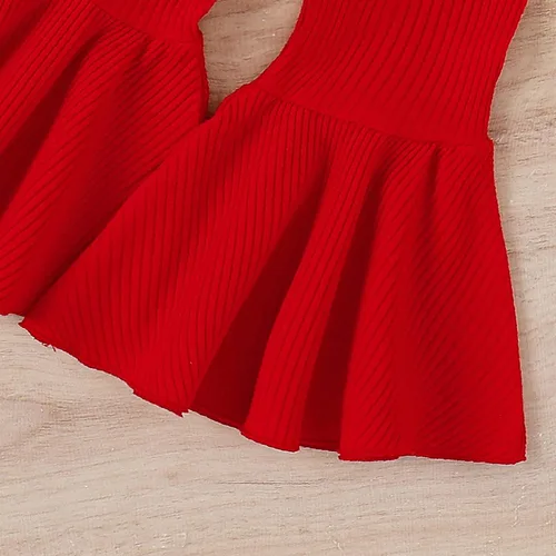 Vista 3 de Toddler Girls Valentine's Day Long Sleeve Letter T Shirt Pullover Tops Bell Bottoms Pants Kids Girls 6 Months