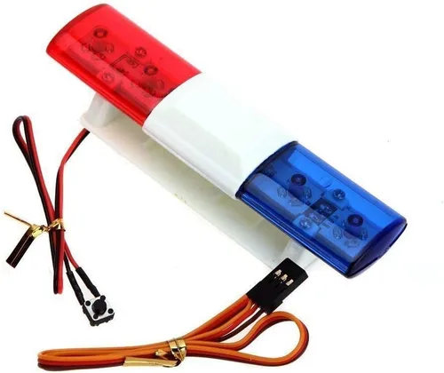 Vista 15 de 2 luces LED ultra brillantes de policía, lámpara estroboscópica de flash giratorio, 5 modos para 1/8 1/10 1/14 RC coche extinción de incendios