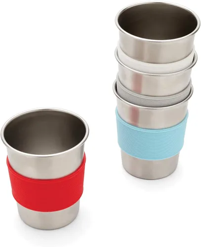 Vista 11 de Red Rover Vasos coloridos de acero inoxidable para niños con fundas de silicona, juego de 4, 10 onzas, multicolor