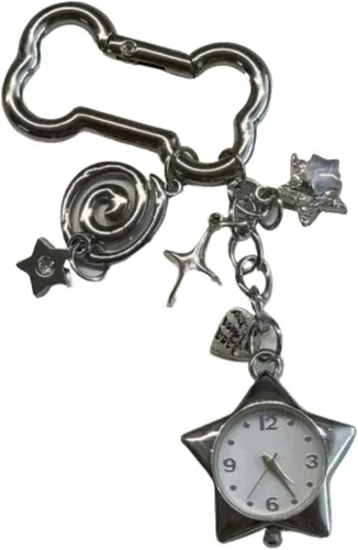 Vista 16 de Vhitler Vintage Keychain Retro Pocket Watch Bag Charms for Handbag Y2k Emo Accessories Backpack Charms 2000s Grunge Aesthetic Hueso Negro