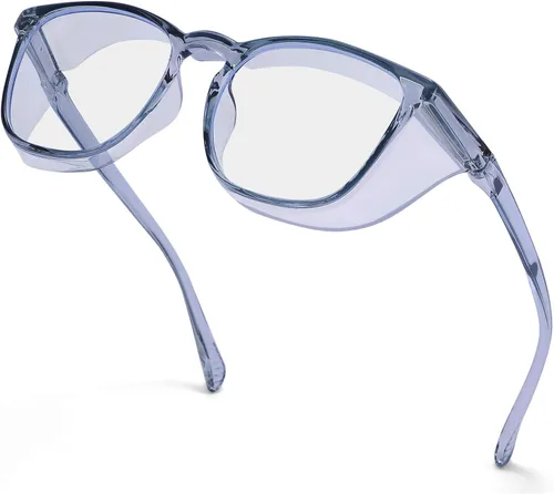 Vista 9 de Anteojos de seguridad antivaho antisaliva con protección UV, bloqueo de luz azul, para hombres y mujeres, marco cuadrado, lente transparente