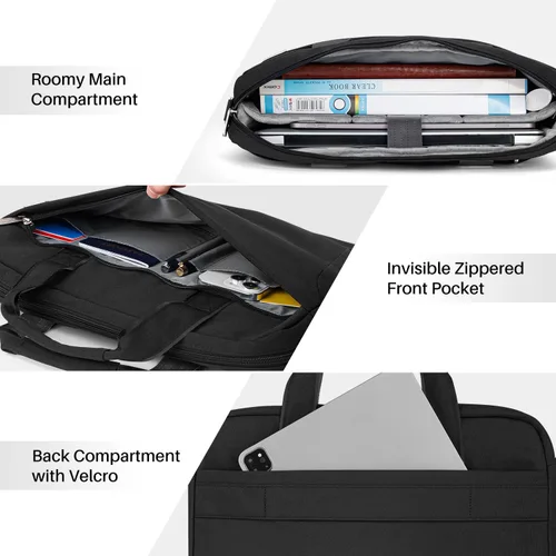 Vista 4 de BAFFINA Bolsa de hombro para laptop de 15.6, 16, 17.3 pulgadas, para hombres y mujeres, funda de transporte impermeable para computadora, bolsa