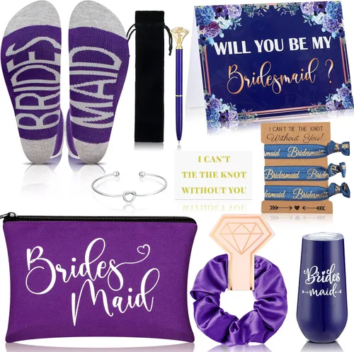 Vista 12 de Yexiya Juego de 13 piezas de regalo de caja de propuesta de dama de honor, regalo con texto en inglés "Will You Be My Maid of Honor", de acero