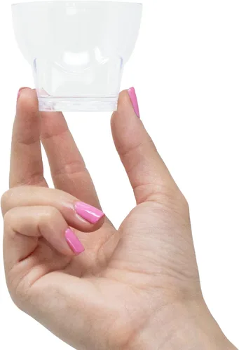Vista 9 de 48ct Tiny 3 oz Ron Shot Mini Postre Parfait Cup CMJJ Plástico desechable de grado profesional, reciclable, transparente y duradero, para bodas