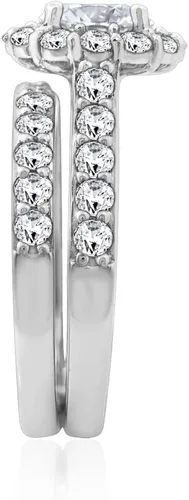 Vista 3 de Tienda Collection Platinum Yellow Gold or Rose Gold Plated Sterling Silver Infinite Elements Cubic Zirconia Flower Halo Ring