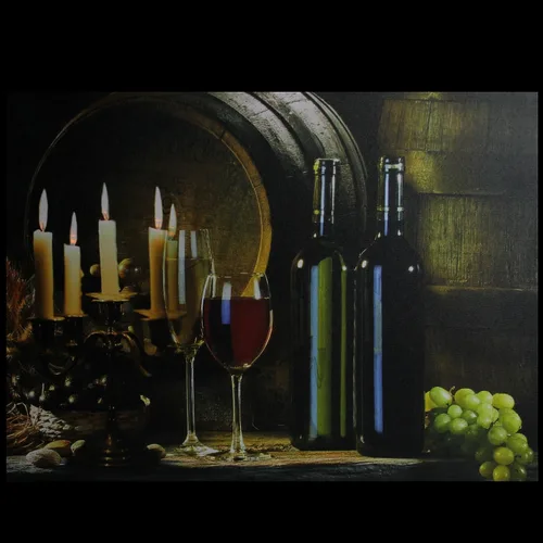 Vista 2 de Northlight Velas parpadeantes con luz LED y lienzo de vino para pared, 15.75 pulgadas, luces ámbar