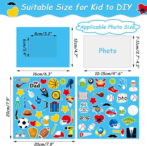 Vista 3 de chiazllta Paquete de 30 kits de manualidades para el día del padre para niños, marco de fotos del padre, arte de bricolaje, decoración de fiesta