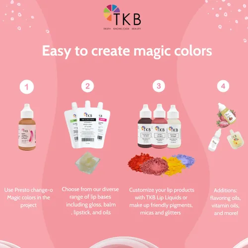 Vista 8 de TKB - Líquido labial Presto Change-o Magic Color Aditivo de color, color de labios único, transformación de labios, vegano, sin gluten ni crueldad
