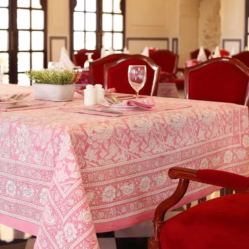 Vista 20 de Labhanshi Mantel rectangular de 6 plazas de algodón prelavado con estampado indio a mano, 60 x 90 pulgadas, diseño floral de algodón prelavado