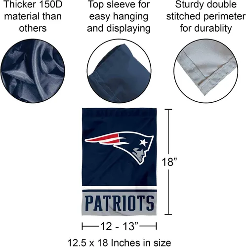 Vista 3 de New England Patriots Doble Cara Bandera de jardín