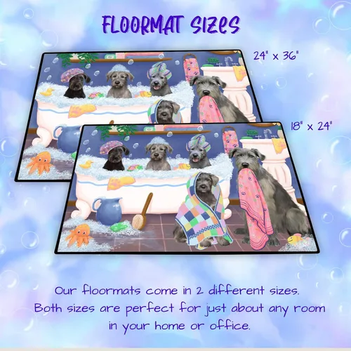 Vista 6 de Doggie of the Day Wolfhound Dog Floor Mat - Rub A Dub Dogs in A Tub - Best Dog Doormat - Protector Decor - Unique Portrait Art - Premium Quality