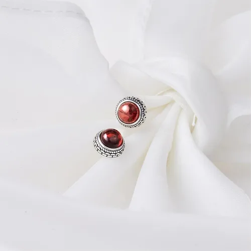 Vista 15 de Aretes de plata de ley con piedra natal de cristal real, joyería para mujer, moda occidental 925, envejecida, bohemia, hecha a mano, el mejor regalo