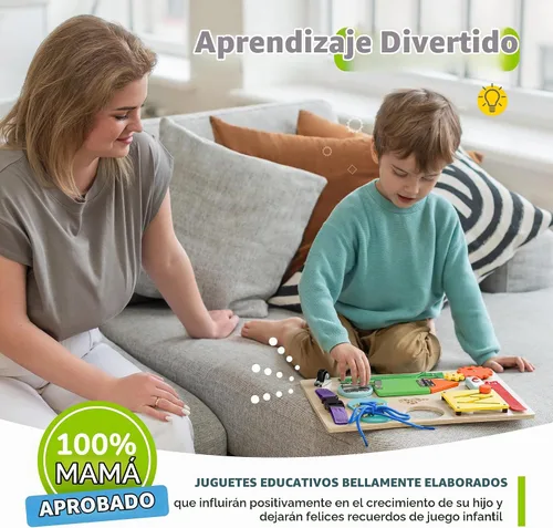Vista 5 de deMoca - Panel sensorial Montessori de madera para niños pequeños, actividades de aprendizaje para niños pequeños en edad preescolar que los ayudan