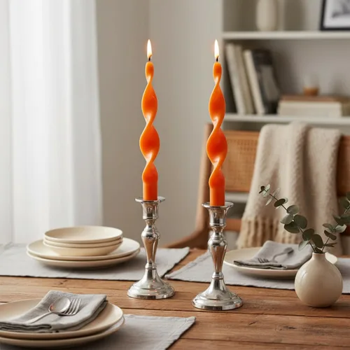 Vista 40 de Candelabros en espiral verde y velas cónicas verdes - Gedengni 7.5 pulgadas Velas cónicas cortas y encantadoras con diseño retorcido, velas sin