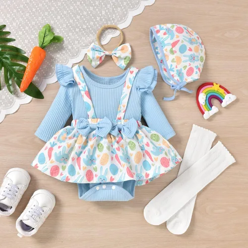 Vista 143 de Unutiylo Ropa de bebé recién nacida prematura con tirantes, traje de otoño e invierno, traje de manga larga con volantes