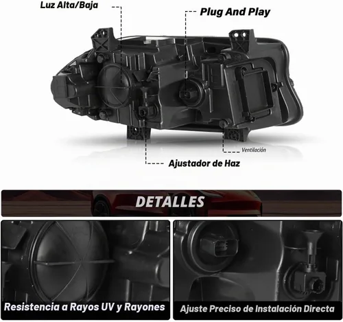 Vista 3 de Conjunto de faros halógenos Bingbingmotor para Dodge Charger 2015-2023