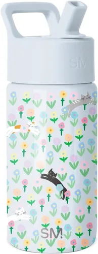 Vista 46 de Simple Modern Botella de agua para niños con tapa con pajilla, vaso aislado de acero inoxidable de 14 onzas para niños y a prueba de derrames
