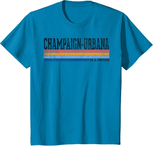 Vista 60 de clásico 1980s estilo champaign-urbana Illinois T Shirt, hombre 2XL, Blanco