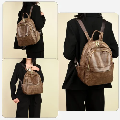 Vista 2 de ZOCILOR Mochila de moda para mujer, diseño multiusos, bolsos convertibles y bolsa de hombro, Camello