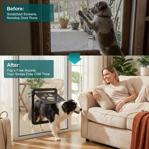Vista 2 de Ownpets Puerta mosquitera para perros, Puerta mosquitera para mascotas con cierre, Puerta mosquitera magnética con cierre, Puerta mosquitera robusta