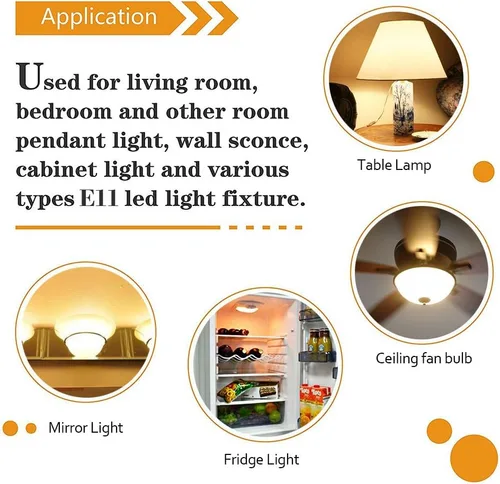 Vista 5 de Paquete de 4 bombillas LED E11, luces de repuesto halógenas equivalentes a 90 W, regulable, base de mini candelabro, 800 lúmenes, blanco cálido