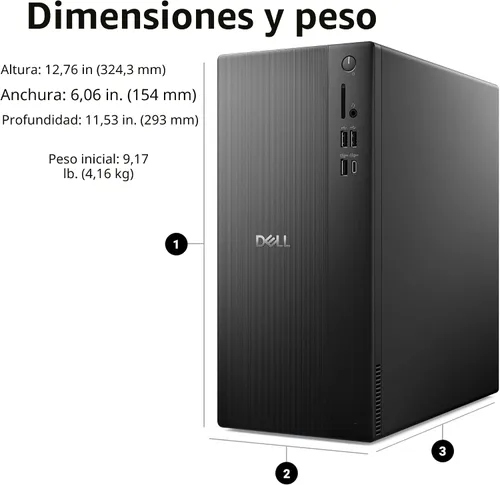 Vista 6 de Dell Tower PC Ect1250 Computadoras de escritorio empresariales, procesador Intel de 14ª generación, IA Copilot, DDR5 de 16 GB, SSD de 512 GB, WiFi