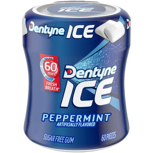 Vista 4 de Dentyne Ice Peppermint - Goma de mascar sin azúcar, 6 botellas de 60 piezas (360 piezas en total)