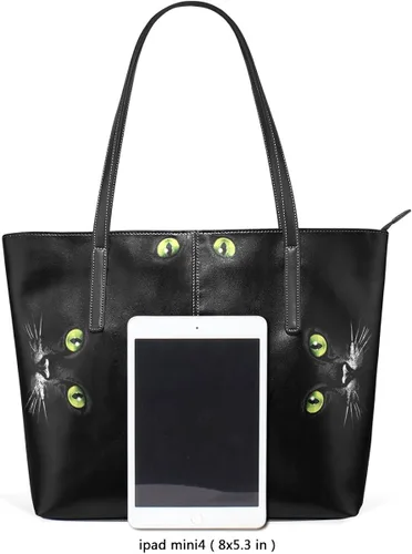 Vista 3 de JSTEL Bolsos de hombro de gato negro con asa superior para mujer, bolso de moda para mujer, Multicolorido