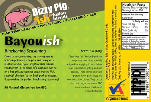 Vista 2 de Dizzy Pig ish Fusion Bayou-ish Blackening Seasoning (8oz Shaker) - Seasons 30+lbs of Food - Hand Made in the USA - MSG Free, Gluten Free