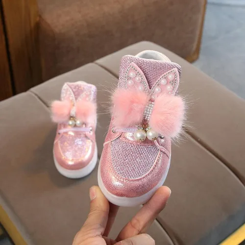 Vista 2 de Botas de invierno para bebés y niñas de 1 a 6 años de edad, zapatos cálidos y antideslizantes