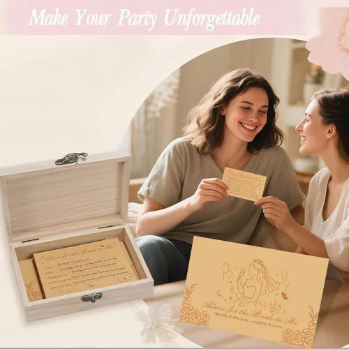 Vista 4 de Consejos y deseos para la futura novia, tarjetas de consejos de boda para decoraciones de despedida de soltera, juegos de despedida de soltera, caja