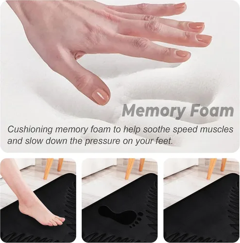 Vista 5 de Tapete de baño de 24 x 16 pulgadas, súper absorbente, suave, lavable, de espuma viscoelástica, de secado rápido, antideslizante, para dormitorio