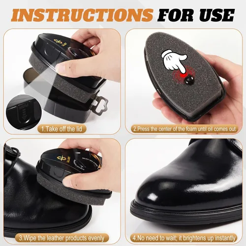 Vista 5 de Loopeer 6 esponjas para brillo de zapatos, brillo instantáneo y portátil, esponja para pulir zapatos para cuero, muebles, zapatos, botas y bolsas