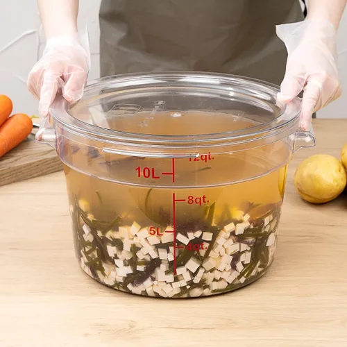 Vista 5 de Restaurantware Met Lux - Contenedor de almacenamiento de alimentos de 12 cuartos de galón, 1 recipiente redondo de almacenamiento comercial, tapa se