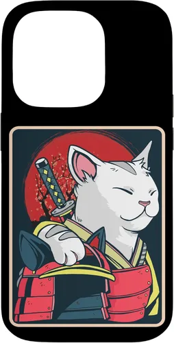 Vista 17 de Arte de gato japonés para iPhone 16 - Espada Katana - Anime Ninja Cat - Funda Catzilla