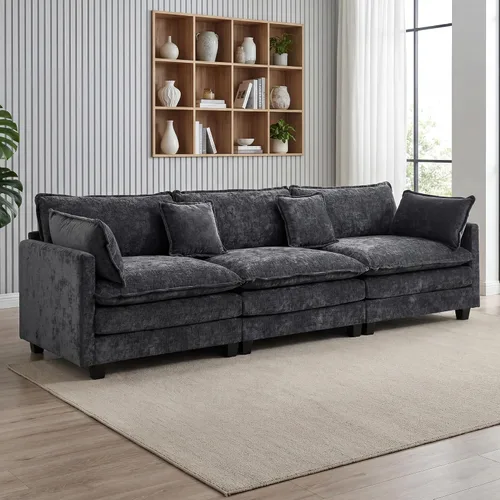 Vista 24 de Sofá seccional, cómodo sofá modular de nube, sofá modular de asiento profundo, sofá moderno en la nube, sofás modulares para sala de estar, Beige