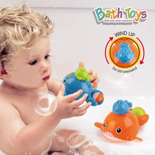 Vista 3 de Dwi Dowellin Juguetes de baño, juegos de pesca, ballenas de natación, juguete para la tina de baño, para niños pequeños, conjunto de peces