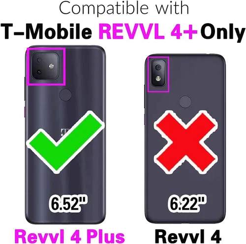 Vista 2 de Asuwish Funda para teléfono T-Mobile Revvl 4 Plus con protector de pantalla de vidrio templado y cubierta de celda híbrida a prueba de golpes, Negro