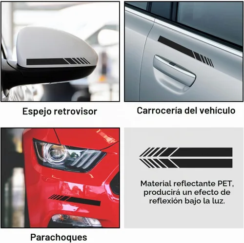 Vista 4 de Augeny 2 piezas de adhesivos para espejo retrovisor de coche, tiras de espejo retrovisor lateral de vinilo impermeables para auto, adhesivo