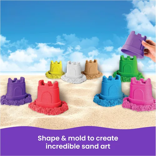 Vista 3 de Kinetic Sand, paquete de 10 contenedores de castillo de 10 colores de arena de juego para recuerdos de fiesta, bolsas de regalo, regalos