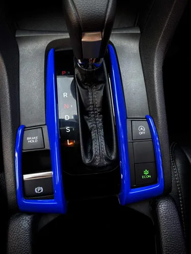 Vista 3 de GZXinWei ABS caja de engranajes embellecedores cambio transmisión decoración etiqueta cubierta azul para Honda 10ª generación Civic 2016 2017 2018