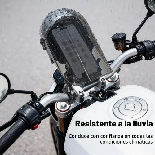 Vista 6 de Soporte de teléfono para motocicleta con amortiguador de vibraciones, impermeable, resistente al sol, base de montaje de manillar de aleación