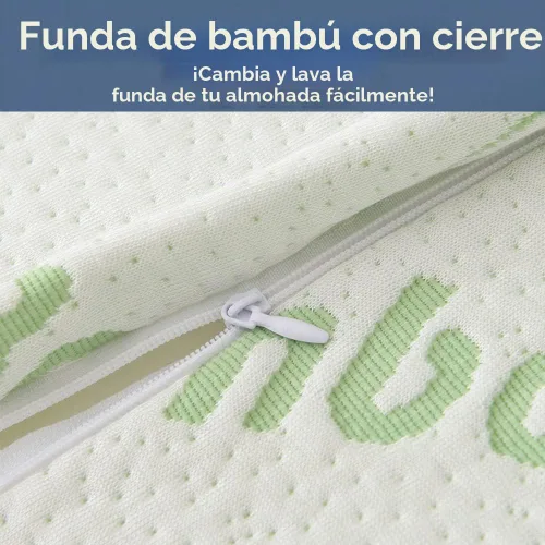 Vista 6 de Almohadas de Rayón Derivado de Bambú Tamaño Estándar - [Ajustable] Espuma Viscoelástica Triturada para Dormir - Funda de Almohada Refrescante