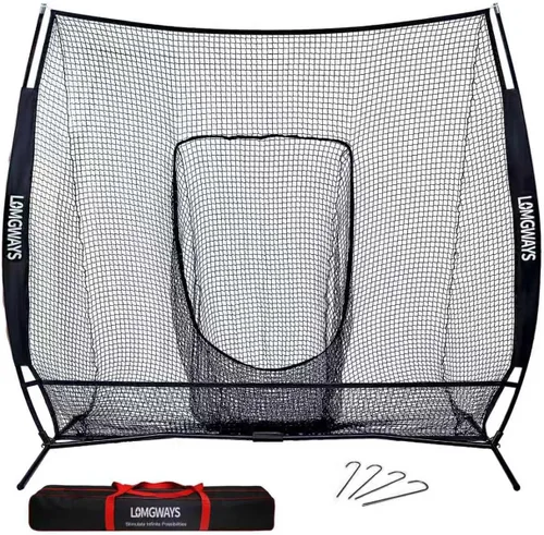 Vista 12 de 7x7ft/8x8ft Baseball Softball Net with Steel Frame for Batting, Hitting, Pitching, Portable Baseball Batting Net with Carry Bag, Great for All Levels