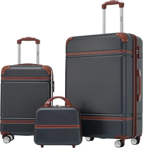 Vista 221 de Merax Equipaje, maleta extensible rígida con ruedas giratorias ligeras, Negro -, 40/48/52