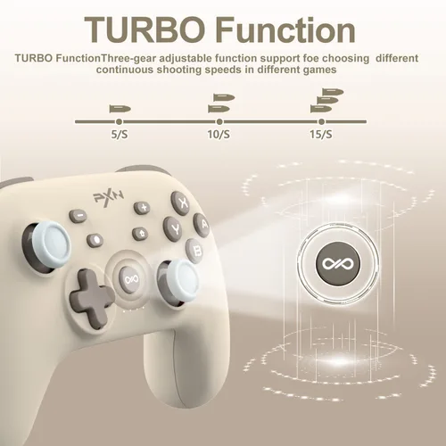 Vista 5 de PXN P50 Wireless Switch Pro Controller, USB Rechargeable Dual Shock Gamepad Joystick Support NFC, Turbo, Gyro Axis Wake-Up Dual Connection for
