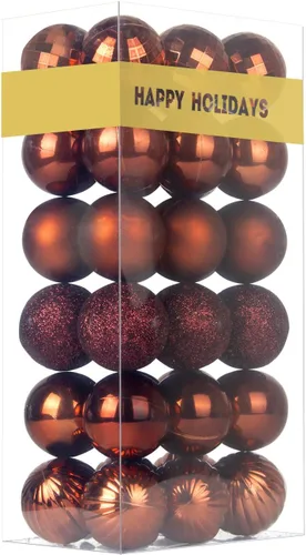 Vista 69 de Esferas pequeñas de Navidad de bronce y dorado de 1.6 pulgadas, adornos para decoración de árbol de Navidad, bolas colgantes inastillables