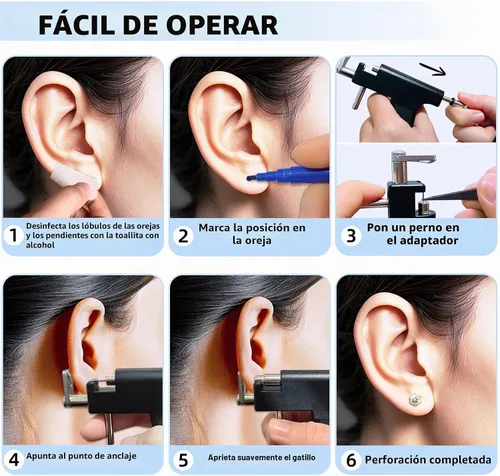 Vista 7 de Self Ear Piercing Gun Kit with 12 Pairs of CZ Ear Stud Piercing Tools with Multi-Purpose Ear Gun for Salon and Home Use