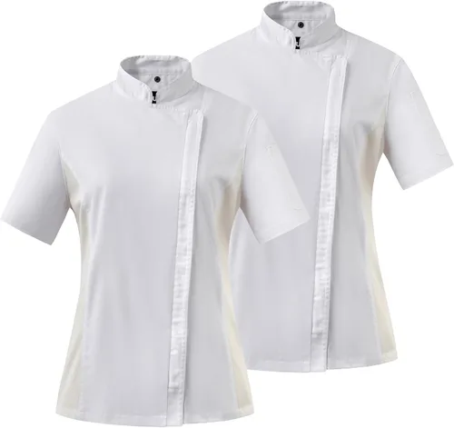Vista 9 de Ubon Chaqueta de Chef para Mujer con Ventilación de Malla Lateral y Cremallera